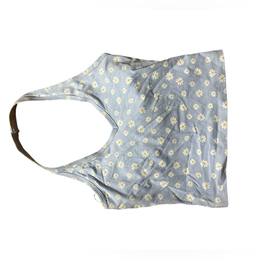 Daisy Print Halter Crop Top - Size Small